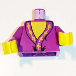 Torso Robe with Yellow Trim, Yellow Neck Print (Dumbledore), Purple Arms, Yellow Hands
