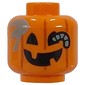 Minifig Head Jack O Lantern Pumpkin, Rotting, Worm Through Eye
