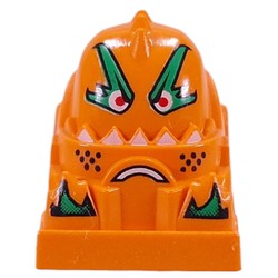 Racer Driver Head, Brick Special 2 x 2 Round, Green Eyebrows, Red Eyes, White Teeth print (Scratch)
