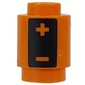 Brick Round 1 x 1 Open Stud with Black Rectangle, +, - (Battery) print