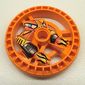 Technic Disc 5 x 5 Notched, Flame with Robot print