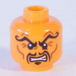 Minifig Head Nadakhan, Arched Curly Eyebrows, Moustache Fu Manchu, Clenched Teeth Print [Hollow Stud]