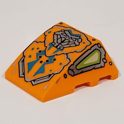 Wedge Curved 4 x 3 No Studs, with Dark Turquoise Decorations, Lime Eyes print