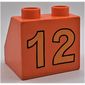 Duplo Brick 2 x 2 Slope 45° with Yellow '12' on Back Print