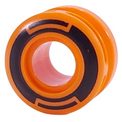LEGO part 6683pr0001 Wheel 11 x 8 with Center Groove, One Smooth Side with Black Circles print in Bright Orange/ Orange