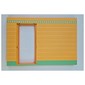 Scala, Building, Wall, Vertical Grooved 40 x 2 x 22 2/3 with Door Cutout, Green Stripe with White Flowers on Medium Orange Print