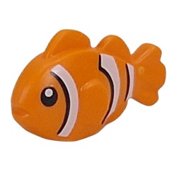 LEGO part 8038pr0001 Animal, Fish, White Clown Fish Stripes print in Bright Orange/ Orange