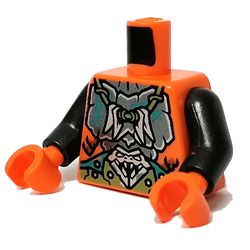 Torso Armour, Silver Pendant print, Pearl Dark Gray Arms, Orange Hands