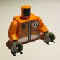 Torso Jacket with Coast Guard Logo, Pockets, and Radio Print, Orange Arms, Dark Bluish Gray Hands