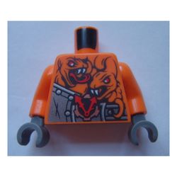 Torso Armor with Rivets, Clock and 4 Orange Snakes with Red Eyes and White Fangs Print, Orange Arms, Dark Bluish Gray Hands