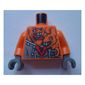 Torso Armor with Rivets, Clock and 4 Orange Snakes with Red Eyes and White Fangs Print, Orange Arms, Dark Bluish Gray Hands