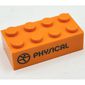 Brick 2 x 4 with 'PHYSICAL' and Icon / 'MOOVA' Print