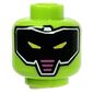 Minifig Head Robot, Black Visor, Lime Eyes, Red Triangle in Back print