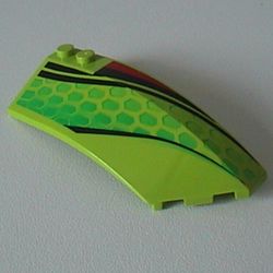 Wedge Curved 8 x 3 x 2 Open Right with Red and Black Stripes and Green Scales Print