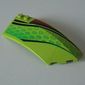 Wedge Curved 8 x 3 x 2 Open Right with Red and Black Stripes and Green Scales Print