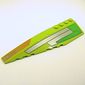 Wedge Curved 12 x 3 Left with Silver Panels, and Green, Orange Print