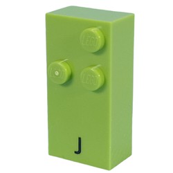 Braille Brick 2 x 4 with 3 Studs ⠚ and 'J' Print