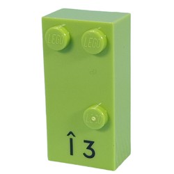 Braille Brick 2 x 4 with 3 Studs ⠩ and 'Î 3' print