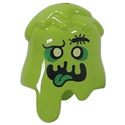 LEGO part 77181pr0002 Headwear Slime, Yellow Eyes, Green Eyeshadow, Bug for Eyebrow, Slime Mouth, Green Tongue in Bright Yellowish Green/ Lime