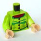 Torso Jacket, Reddish Brown Fur Collar, Buttons, Creases Print, Lime Arms, Light Nougat Hands