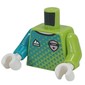 Torso, Odd Arms, Goalkeeper Shirt, Dark Turquoise Fade-Over, Silver Badge, White Mountain Logo, '1' on Back print, Left Lime Arm, Right Dark Turquoise Arm, White Hands