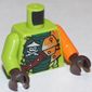 Torso, Odd Arms, Scales and Shoulder Armor, Dark Green Belly and Crossed Swords Print, Left Orange Arm, Right Lime Arm, Dark Brown Hands