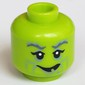 Minifig Head Witch, Sand Green Wrinkles, Thick Eyebrows, Smile with One White Tooth