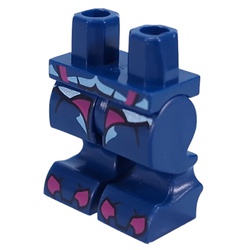 LEGO part 24394c00pr0002 Creature Legs and Hips with Silver Scales, Metal Magenta Claws print in Earth Blue/ Dark Blue