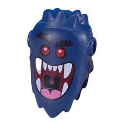 LEGO part 6846pr0001 Minifig Head Special Bogeyman with Red Eyes, Black Eyebrows, White Fangs, Tongue print in Earth Blue/ Dark Blue