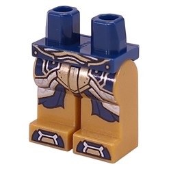 LEGO part 970c21pr0006 Hips and Pearl Gold Legs with print in Earth Blue/ Dark Blue