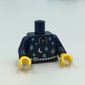 Torso Shirt, Lace-up with Moon and Stars and Silver Rope Belt Print, Dark Blue Arms, Yellow Hands
