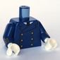 Torso Jacket, 6 Gold Buttons, White Shirt with Black Tie print, Dark Blue Arms with Gold Rank Insignia Print, White Hands