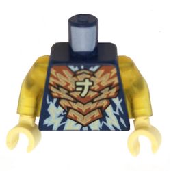 Torso Armor, Gold and Orange Chestplate, Bright Light Yellow Lightning and Asian Symbol print, Trans-Yellow Arms, Bright Light Yellow Hands
