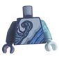 Torso, Odd Arms and Hands, Light Aqua, Azure, and Blue Swirls print, Left Trans-Light Blue Arm and Light Aqua Hand, Right Dark Blue Arm Hand