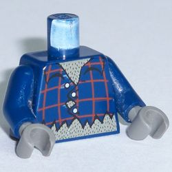 Torso Plaid Shirt with Buttons and Ripped Print (Werewolf), Dark Blue Arms, Dark Gray Hands