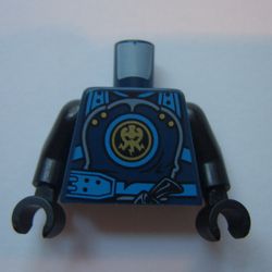 Torso Armor with Blue Straps and Utility Belt with Lightning Power Emblem Print, Black Arms and Hands