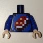 Torso Shirt with Pixelated Porkchop Icon on Blue Background Print, Dark Blue Arms, Light Nougat Hands