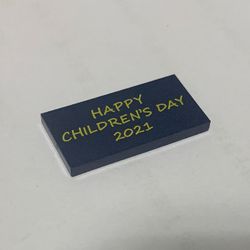 Tile 2 x 4 with Gold 'HAPPY CHILDREN'S DAY 2021' print