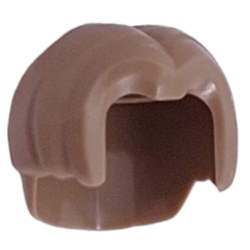 LEGO part 5473 Hair Mid Length, Parted with Hole in Sand Yellow/ Dark Tan