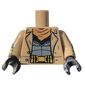 Torso Coat, Sand Blue Vest, Gold Belt Buckle, Black Shirt Print, Dark Tan Arms, Black Hands