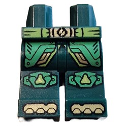 Hips and Dark Green Legs with Lime Belt, Gold Belt Buckle, Toes, Bright Green Robe Ends, Knee Pads print