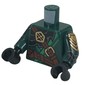 Torso, Ninja Robe, Green Trim, Reddish Brown Straps, Black Cloak print, Dark Green Arms, Black Hands