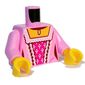 Torso, Dark Pink Underdress, White Trim print, Bright Pink Arms, Yellow Hands