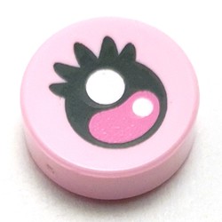 Tile Round 1 x 1 with Eye, Dark Pink Iris, Black Lashes print