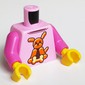 Torso Sweater, Orange Dog and Bone Print, Dark Pink Arms, Yellow Hands