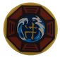 Tile Round 2 x 2 with Bottom Stud Holder with Airjitzu Wave Symbol in Dark Red Octagon Pattern