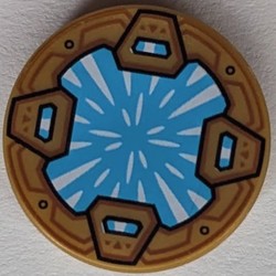 Tile Round 2 x 2 with Medium Azure Circle, White Stripes (Energy Portal) print