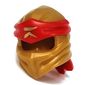 Wrap with Long Back Knot, Red Band Pattern with Gold Asian Symbol print