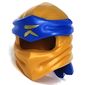 Wrap with Long Back Knot, Blue Band Pattern with Gold Asian Symbol print