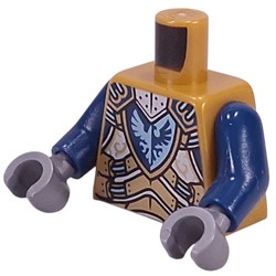 LEGO part 973c05h12pr0001 Torso, Dark Blue Arms, Dark Bluish Gray Hands with print in Warm Gold/ Pearl Gold